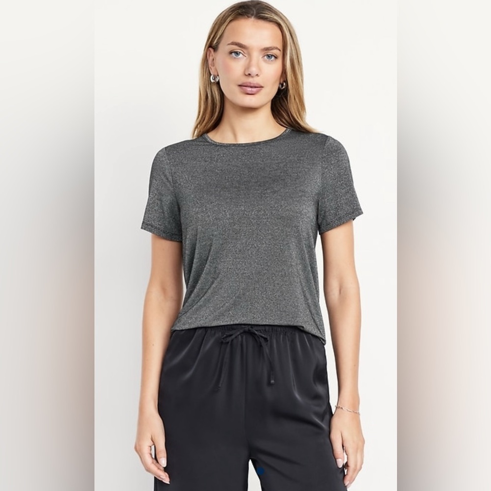NEW…Luxe Crew-Neck Shine Short-Sleeve Tee